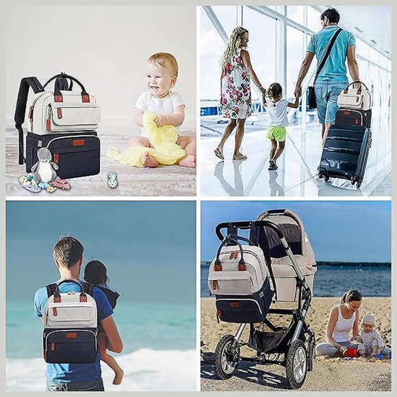 Diaper Bag Backpack, Baby Boy Diaper Bag, Large Diaper Bag Backpack Blue - Picture 2 of 8